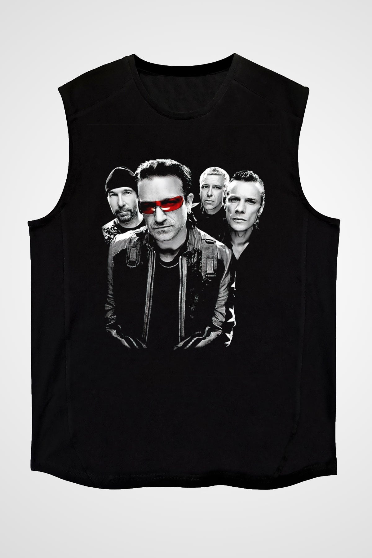 U2 Siyah Unisex Kolsuz Tişört