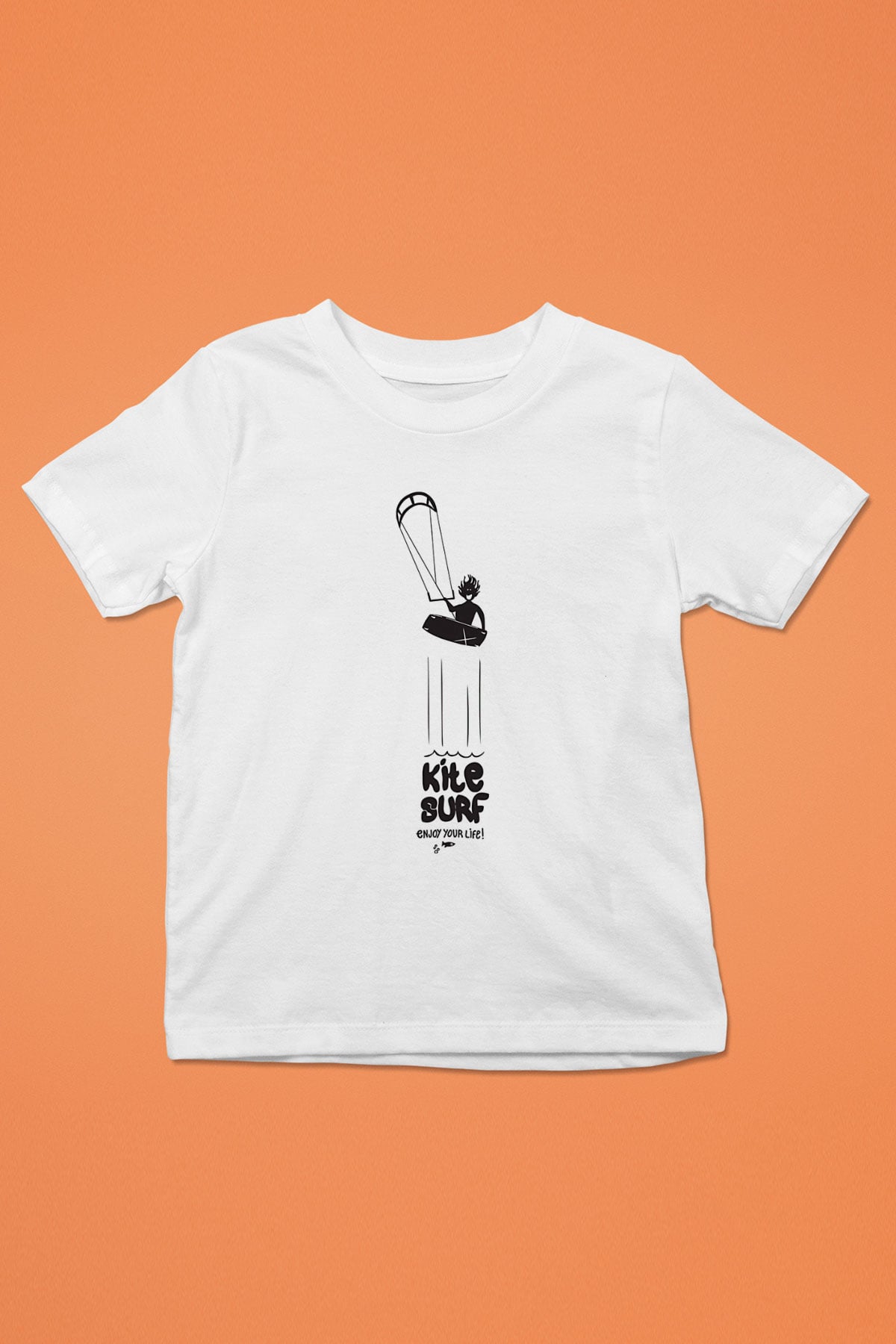 Uçurtma Kayağı Baskılı Unisex Beyaz Çocuk Tişört - Tshirt