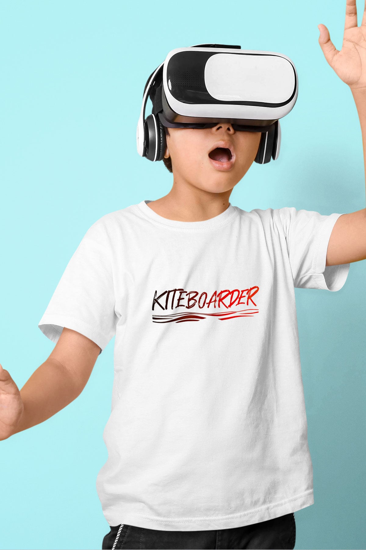 Uçurtma Kayağı Baskılı Unisex Beyaz Çocuk Tişört - Tshirt