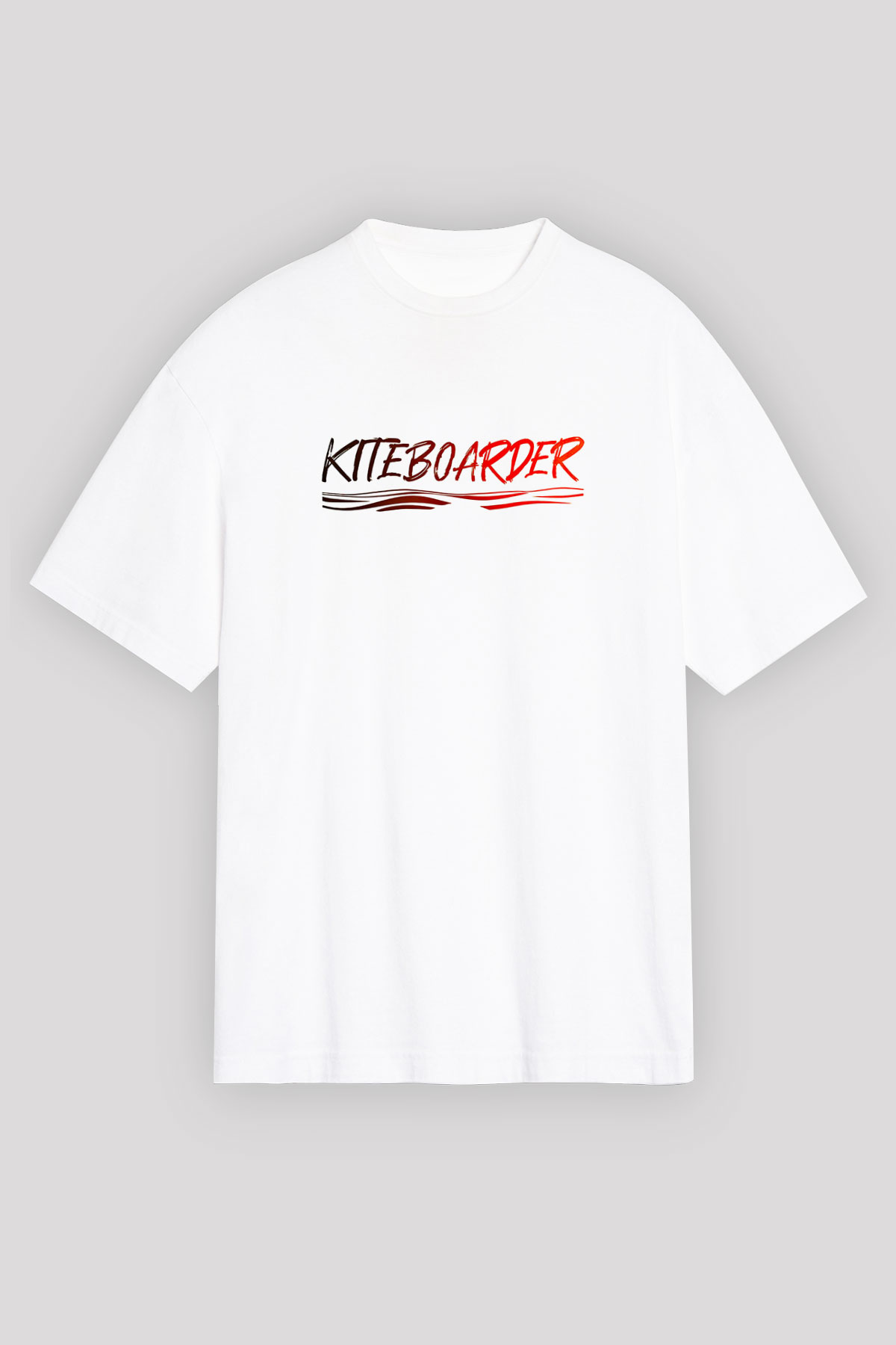 Uçurtma Kayağı Baskılı Unisex Beyaz Oversize Tişört - Tshirt