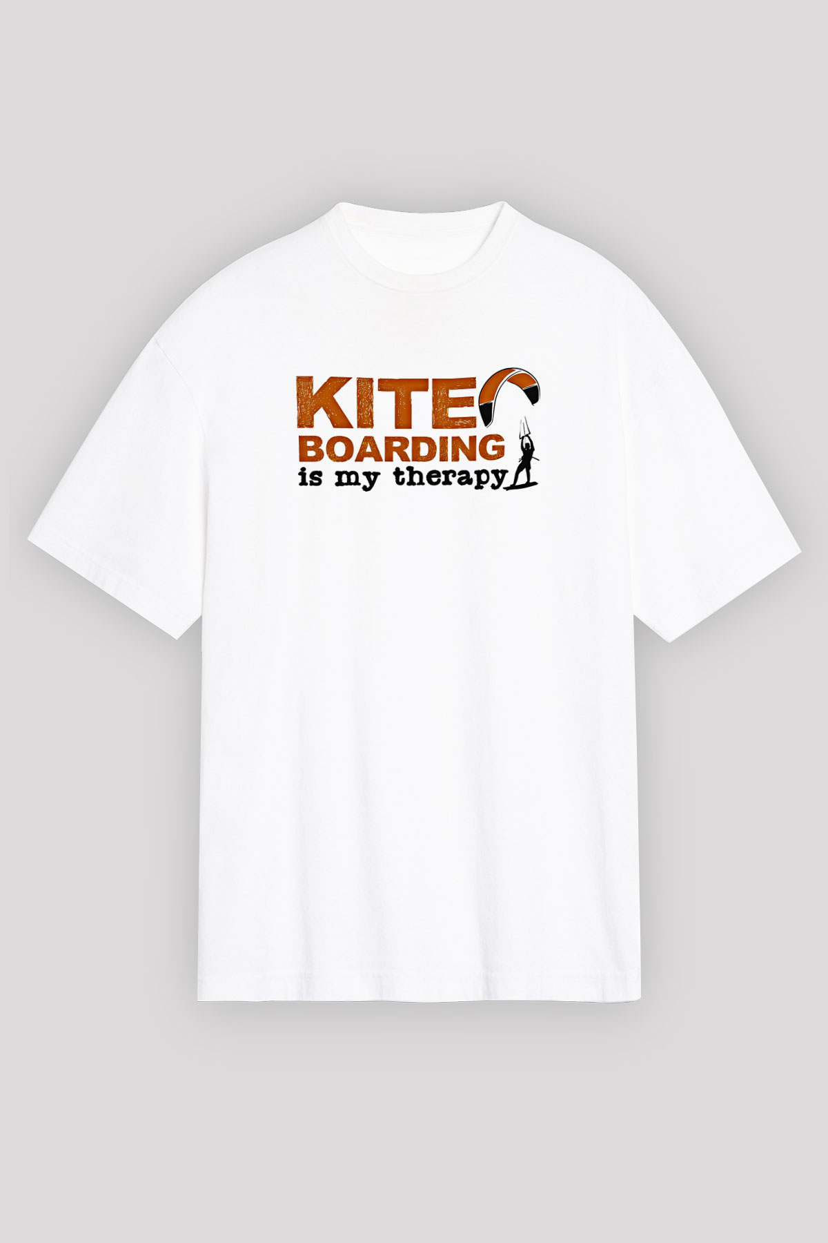 Uçurtma Kayağı Baskılı Unisex Beyaz Oversize Tişört - Tshirt