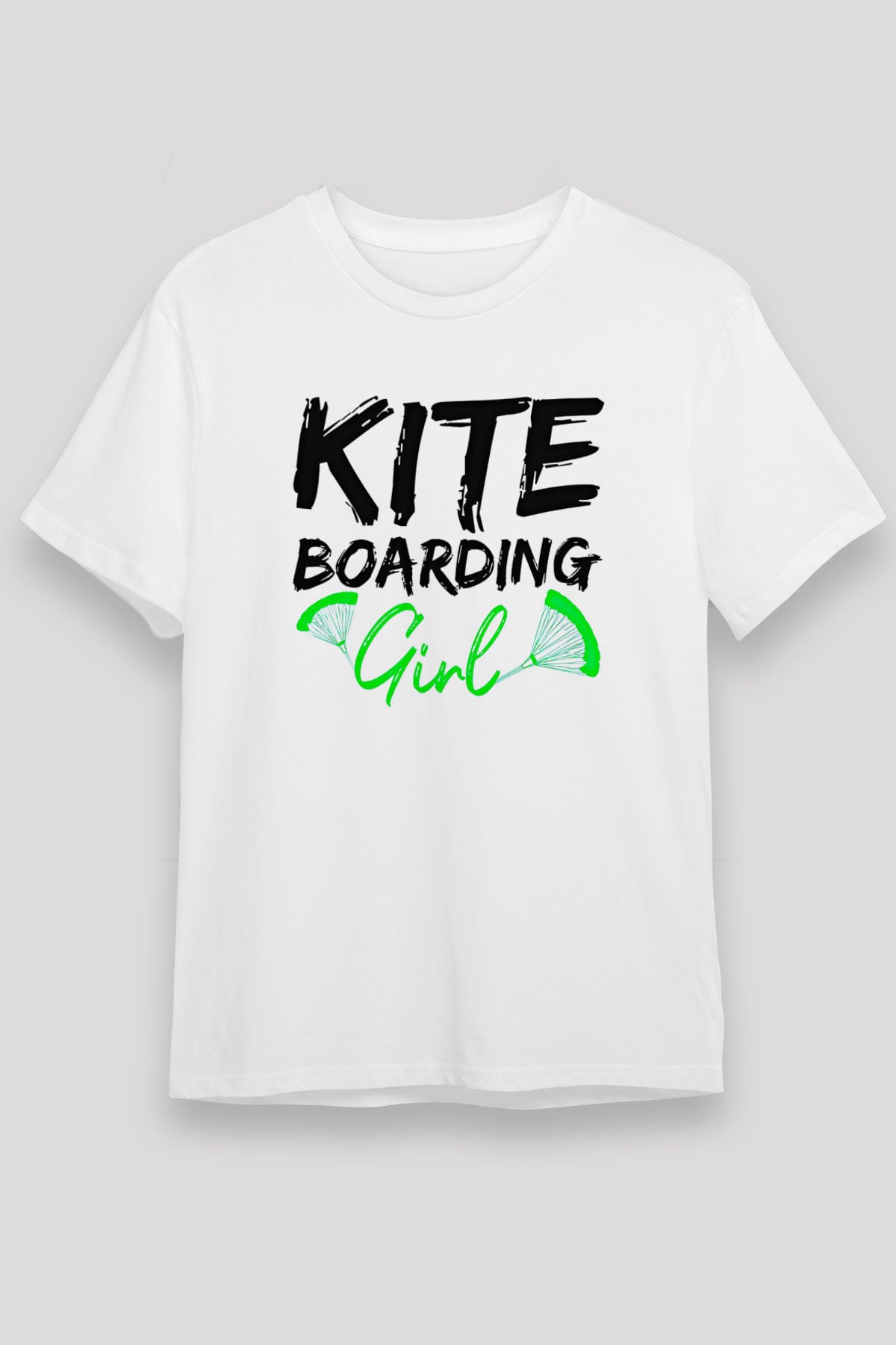 Uçurtma Kayağı Baskılı Unisex Beyaz Tişört - Tshirt