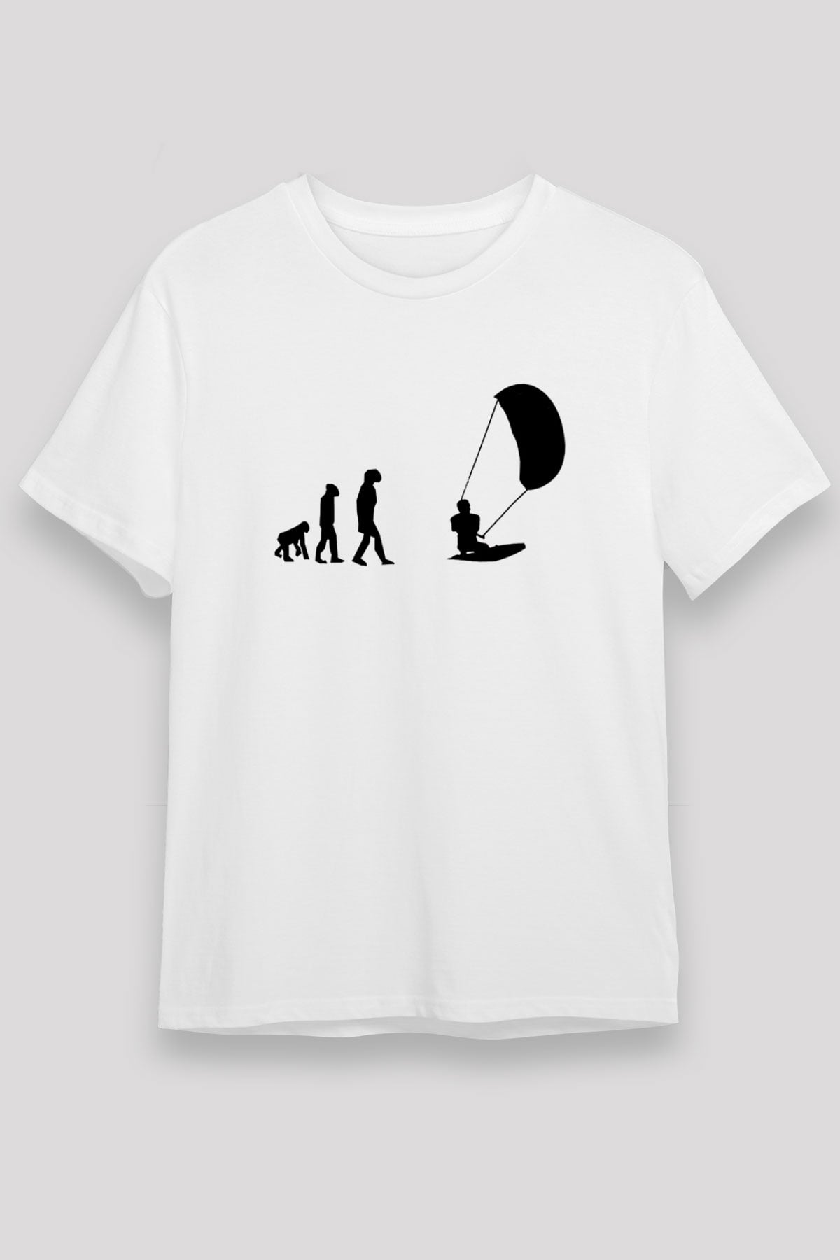 Uçurtma Kayağı Baskılı Unisex Beyaz Tişört - Tshirt
