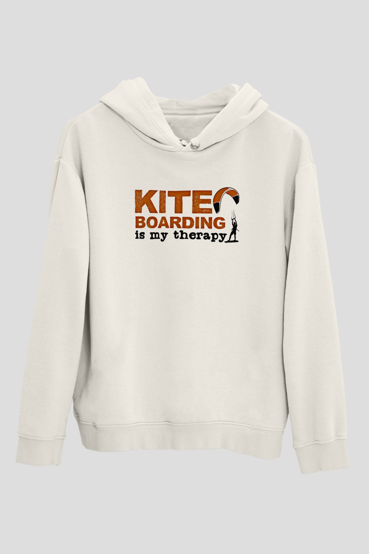 Uçurtma Kayağı Baskılı Unisex Ekru Hoodie