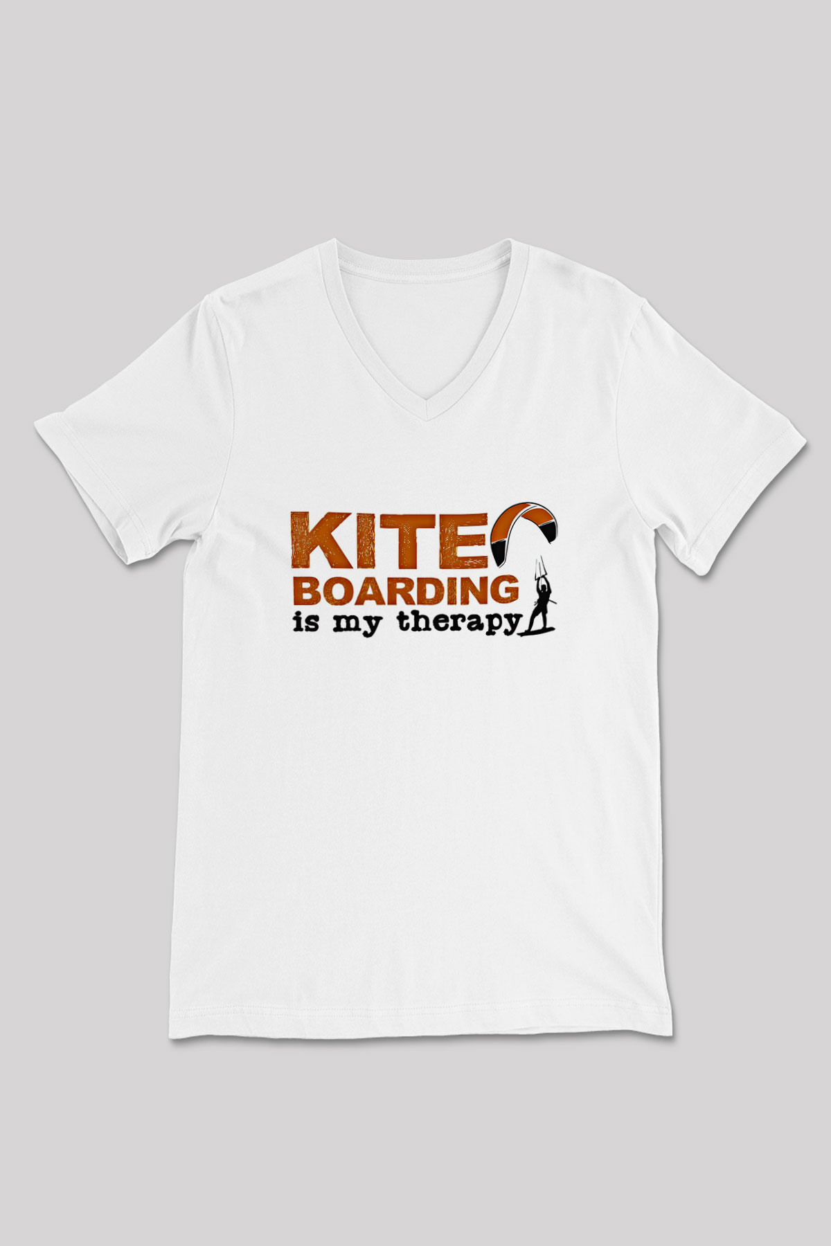 Uçurtma Kayağı Baskılı Unisex V Yaka Tişört - Tshirt