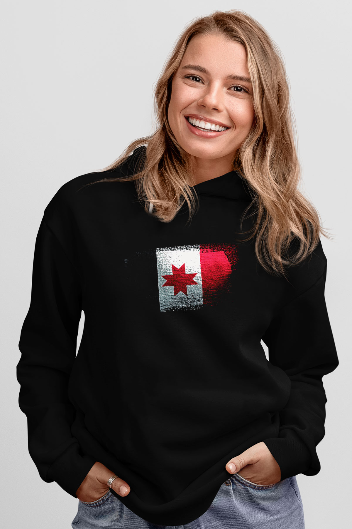 Udmurtya - Udmurtia Bayrağı Baskılı Unisex Siyah Kapüşonlu Sweatshirt