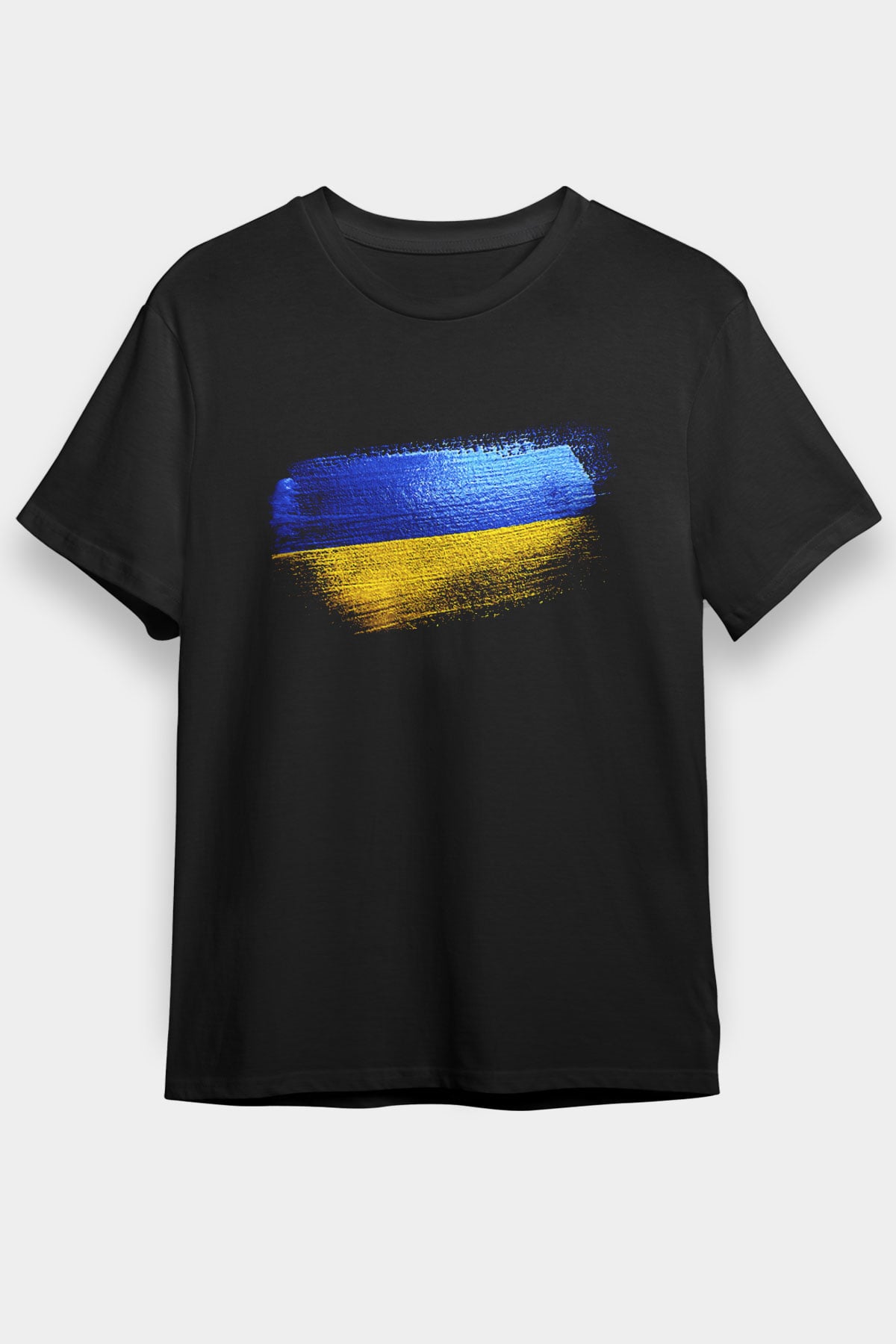 Ukrayna - Ukraine Bayrağı Baskılı Unisex Siyah Tişört