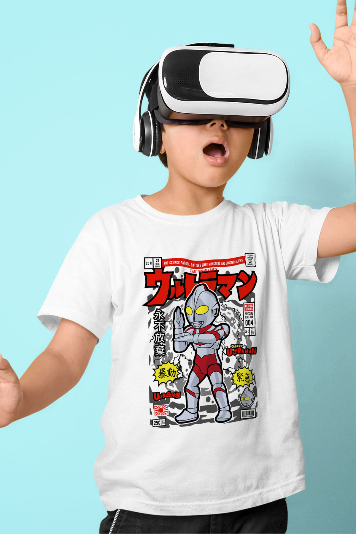 Ultraman Baskılı Unisex Beyaz Çocuk Tişört