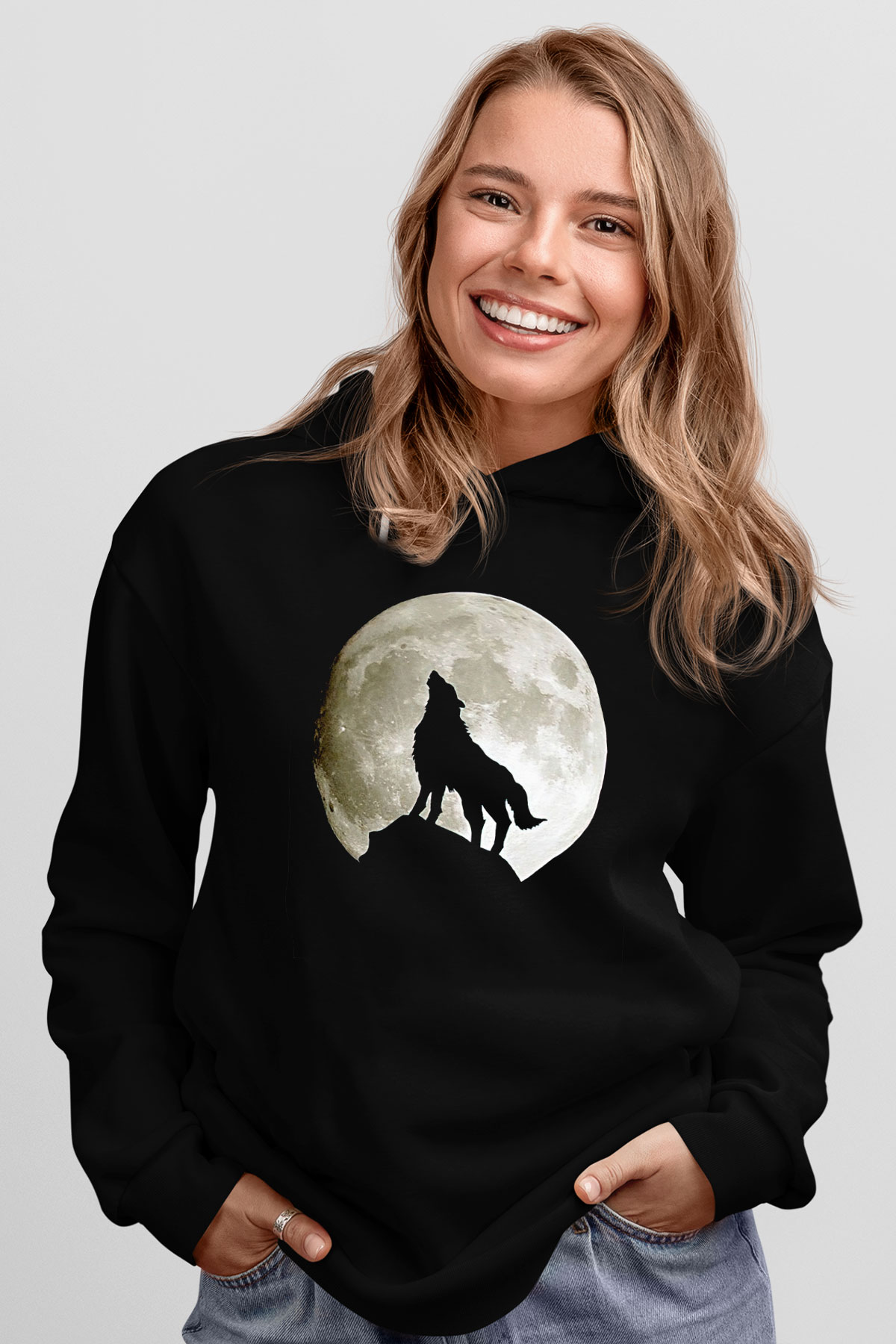 Uluyan KurtSiyah  Unisex Hoodie