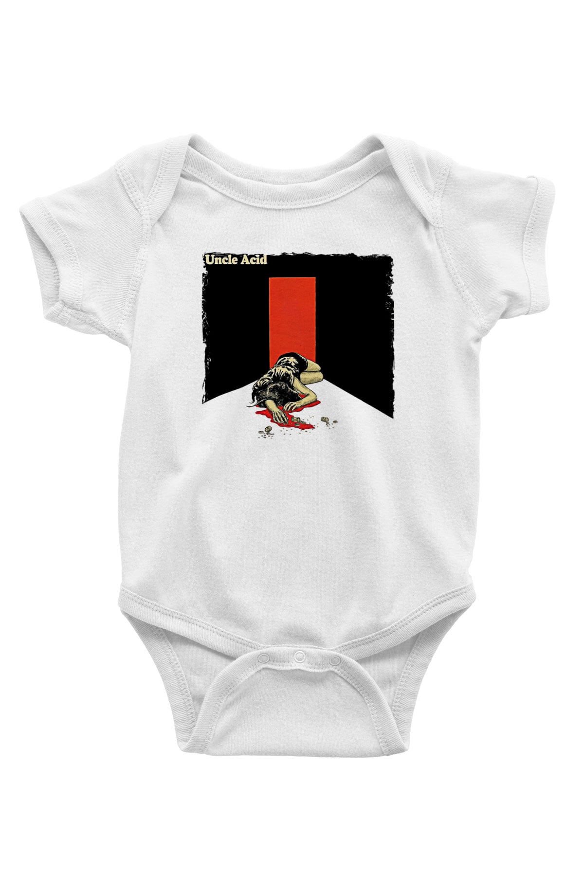 Uncle Acid Baskılı Beyaz Unisex Bebek Body - Zıbın