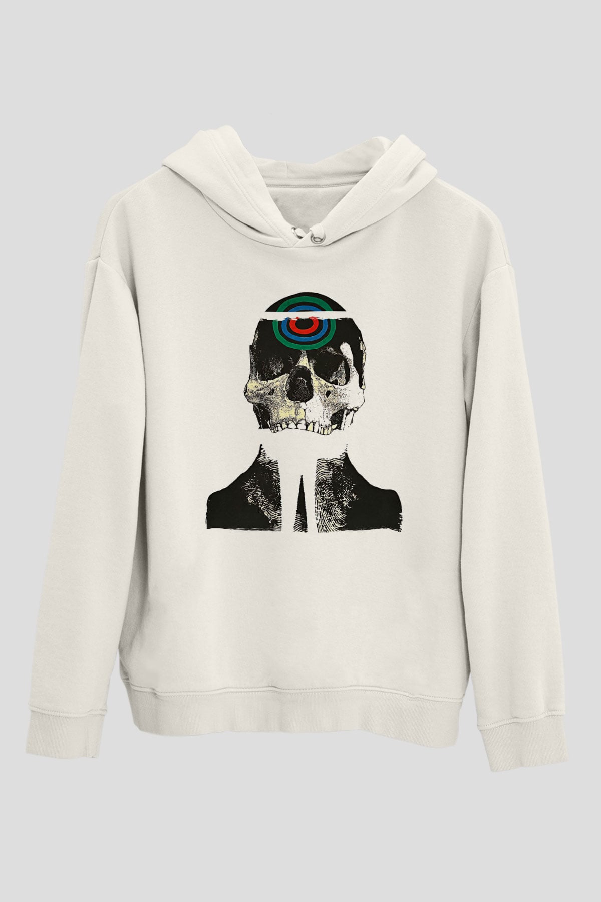 Uncle Acid Baskılı Beyaz Unisex Kapüşonlu Sweatshirt