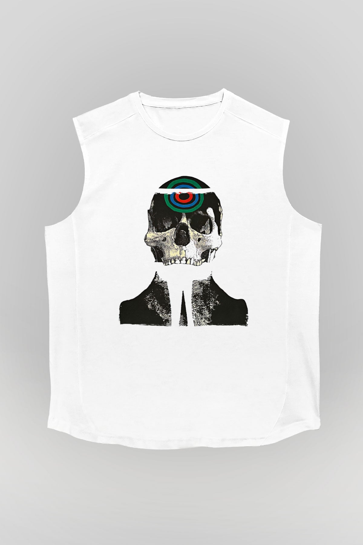 Uncle Acid Baskılı Beyaz Unisex Kolsuz Tişört - Tshirt