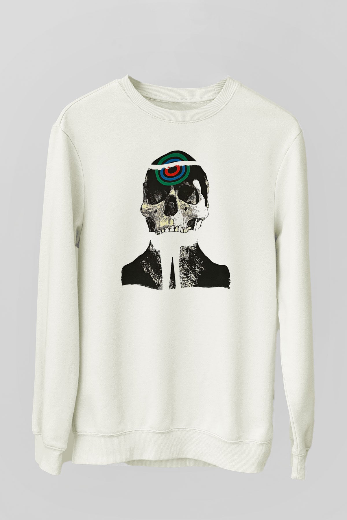 Uncle Acid Baskılı Beyaz Unisex Sweatshirt