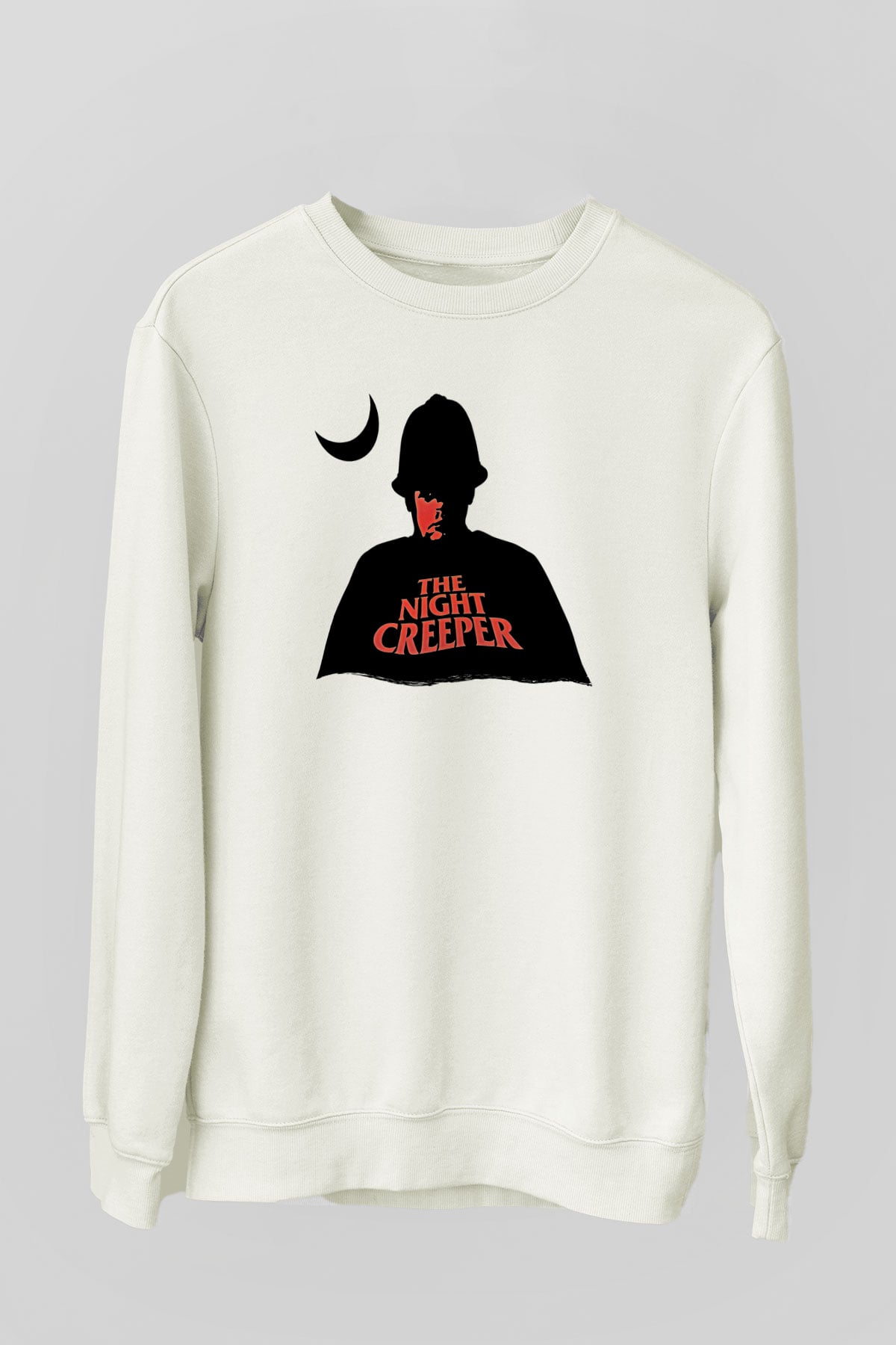 Uncle Acid Baskılı Beyaz Unisex Sweatshirt