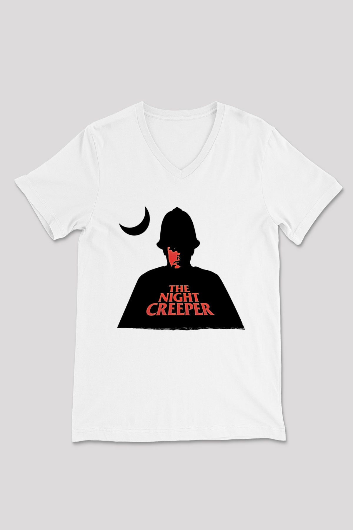 Uncle Acid Baskılı Beyaz Unisex V Yaka Tişört - Tshirt