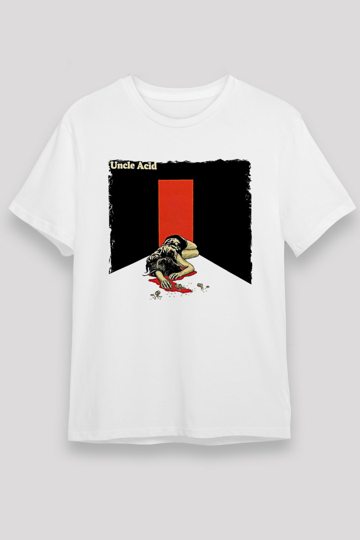 Uncle Acid Baskılı Unisex Beyaz Tişört - Tshirt