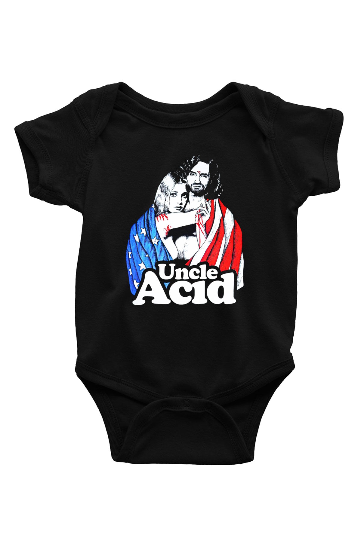 Uncle Acid Baskılı Unisex Siyah Bebek Body - Zıbın