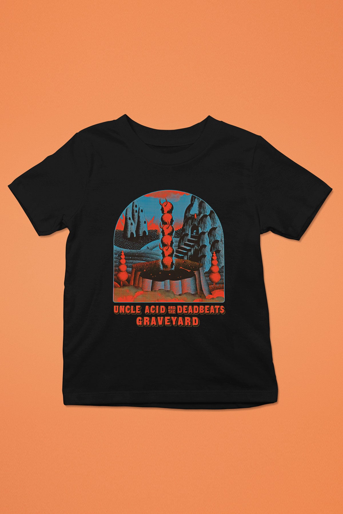 Uncle Acid Baskılı Unisex Siyah Çocuk Tişört - Tshirt