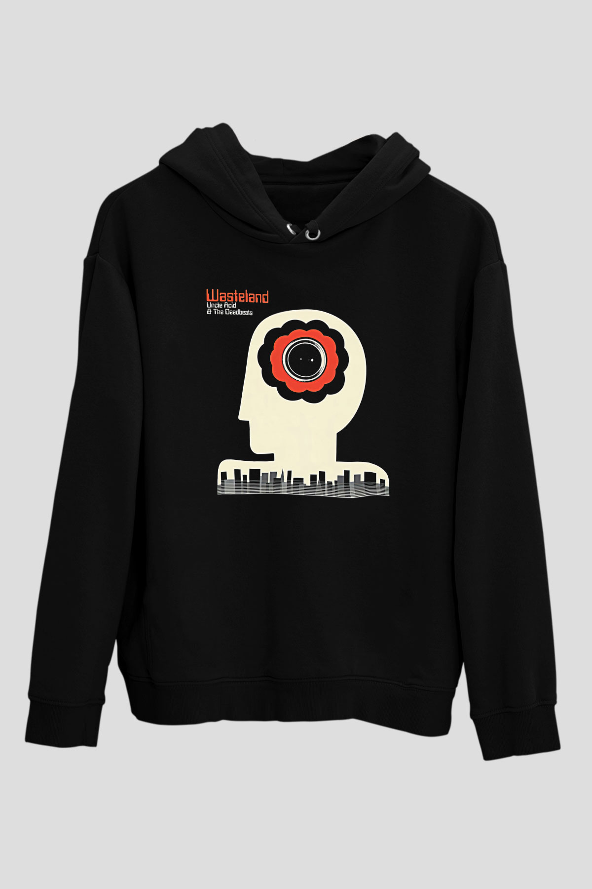 Uncle Acid Baskılı Unisex Siyah Kapüşonlu Sweatshirt