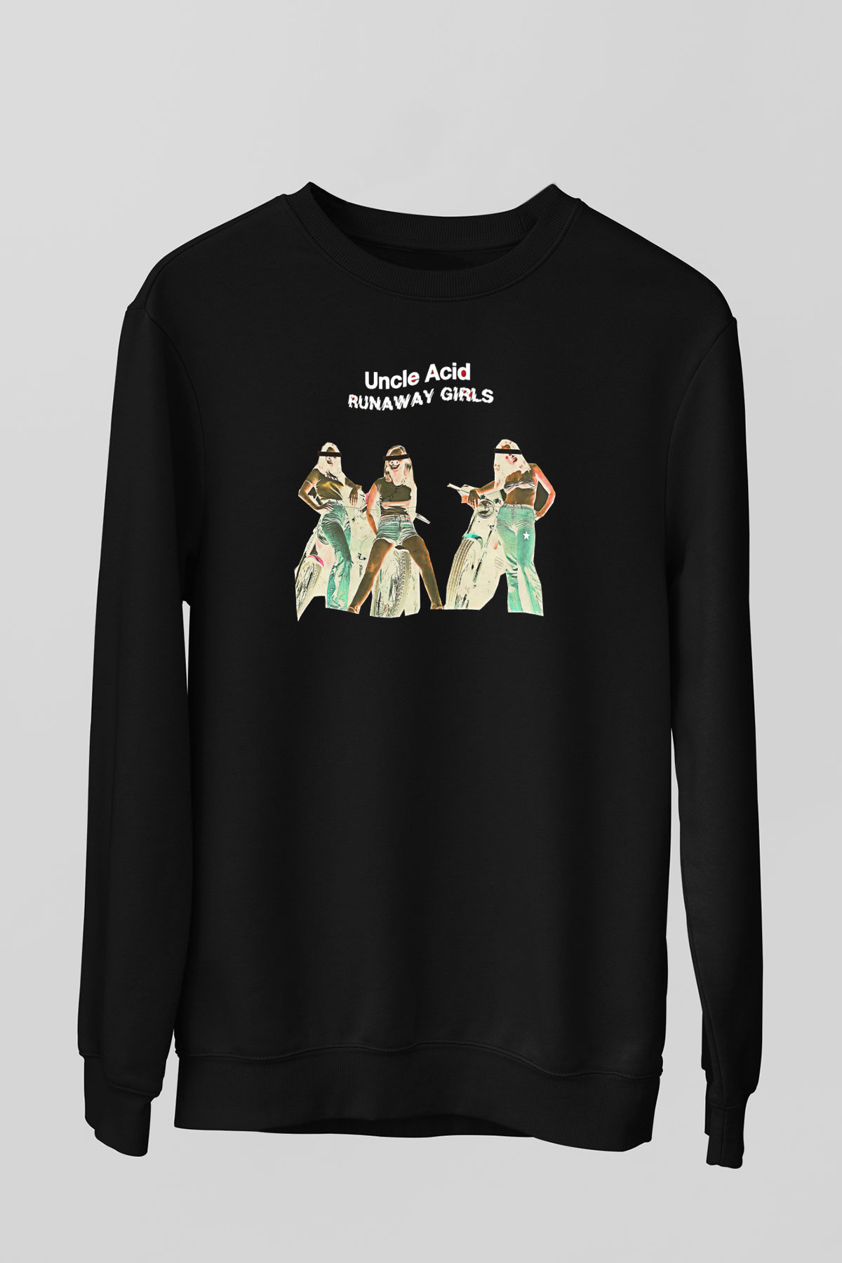 Uncle Acid Baskılı Unisex Siyah Sweatshirt