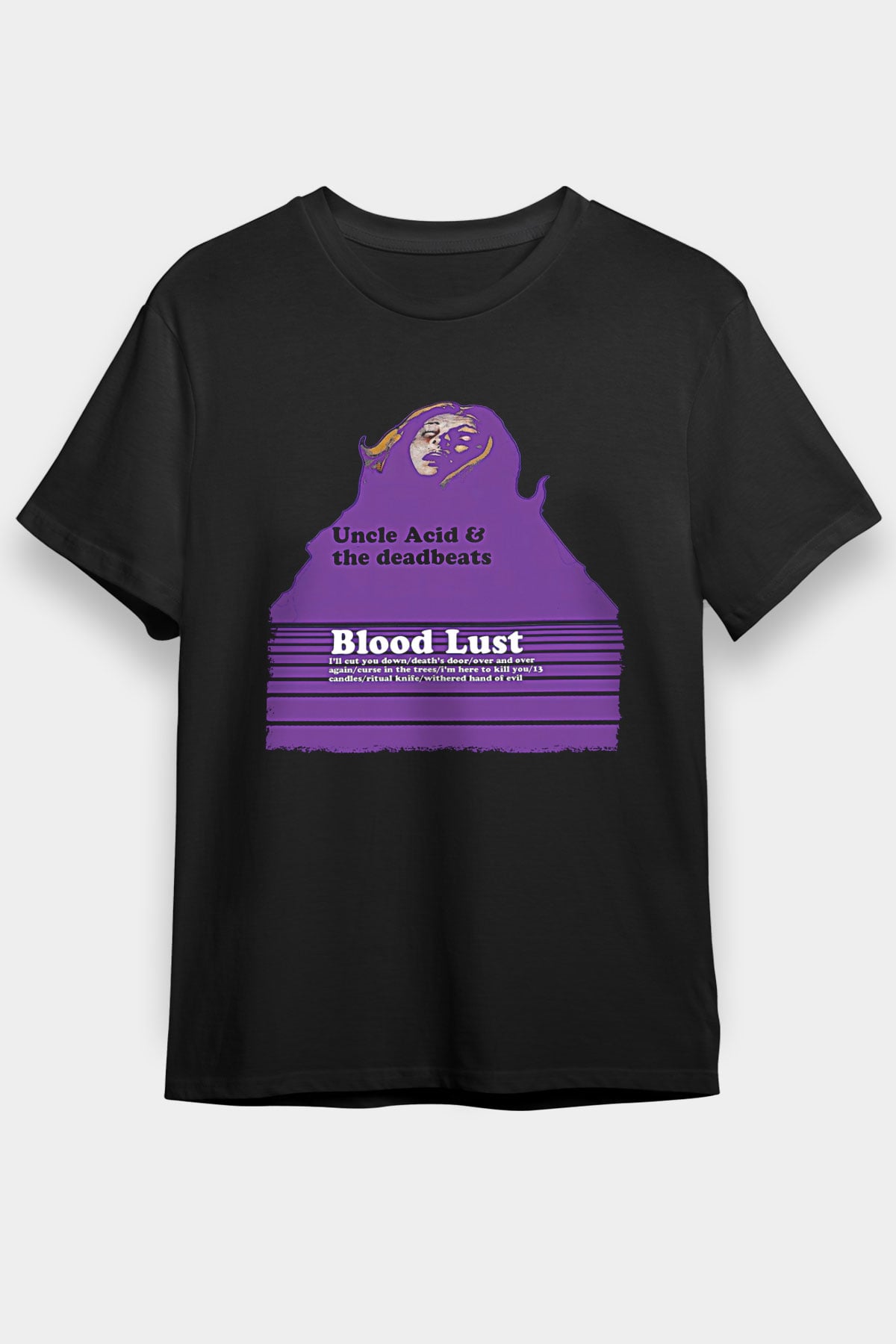 Uncle Acid Baskılı Unisex Siyah Tişört - Tshirt