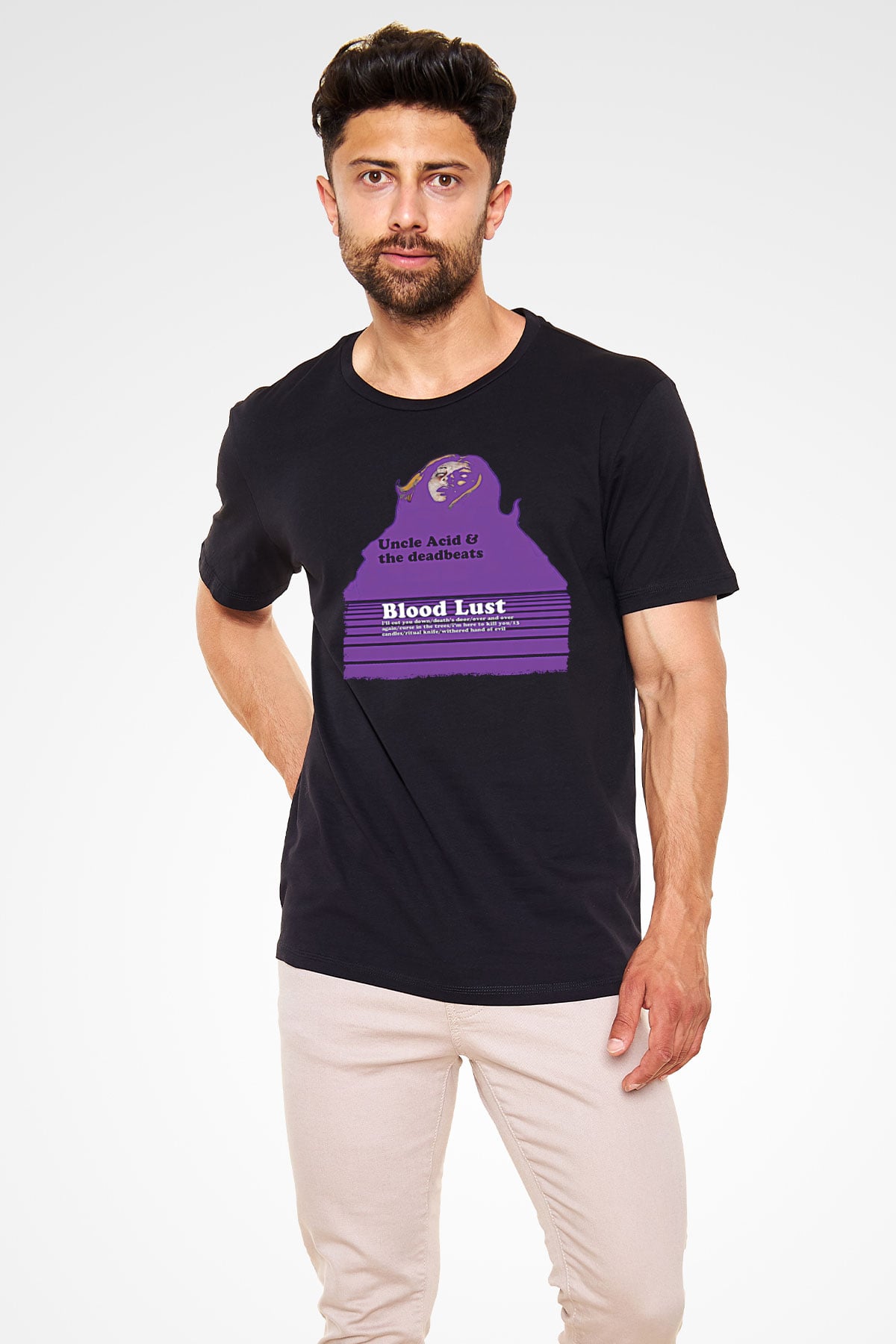 Uncle Acid Baskılı Unisex Siyah Tişört - Tshirt