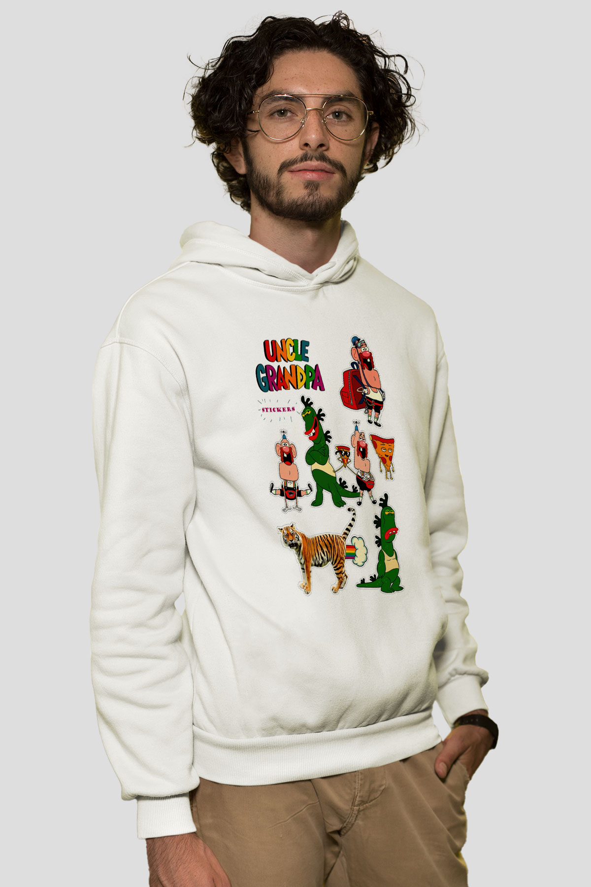 Uncle Grandpa Beyaz Unisex Hoodie