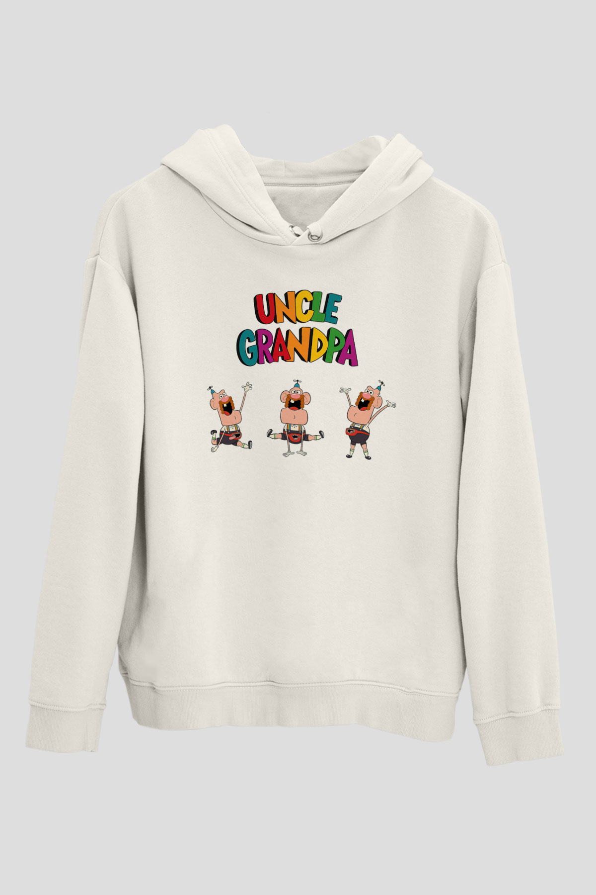Uncle Grandpa Beyaz Unisex Kapşonlu Sweatshirt