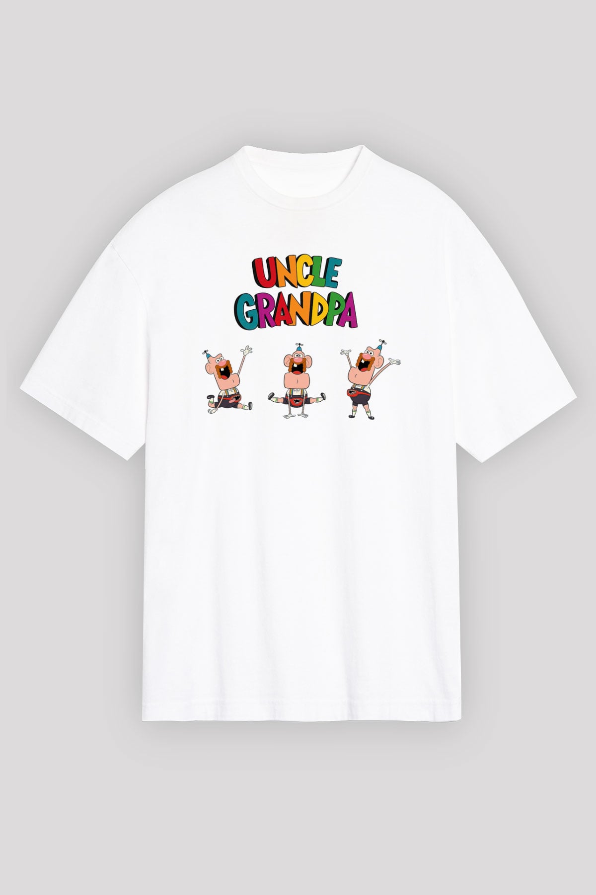 Uncle Grandpa Beyaz Unisex Oversize Tişört T-Shirt