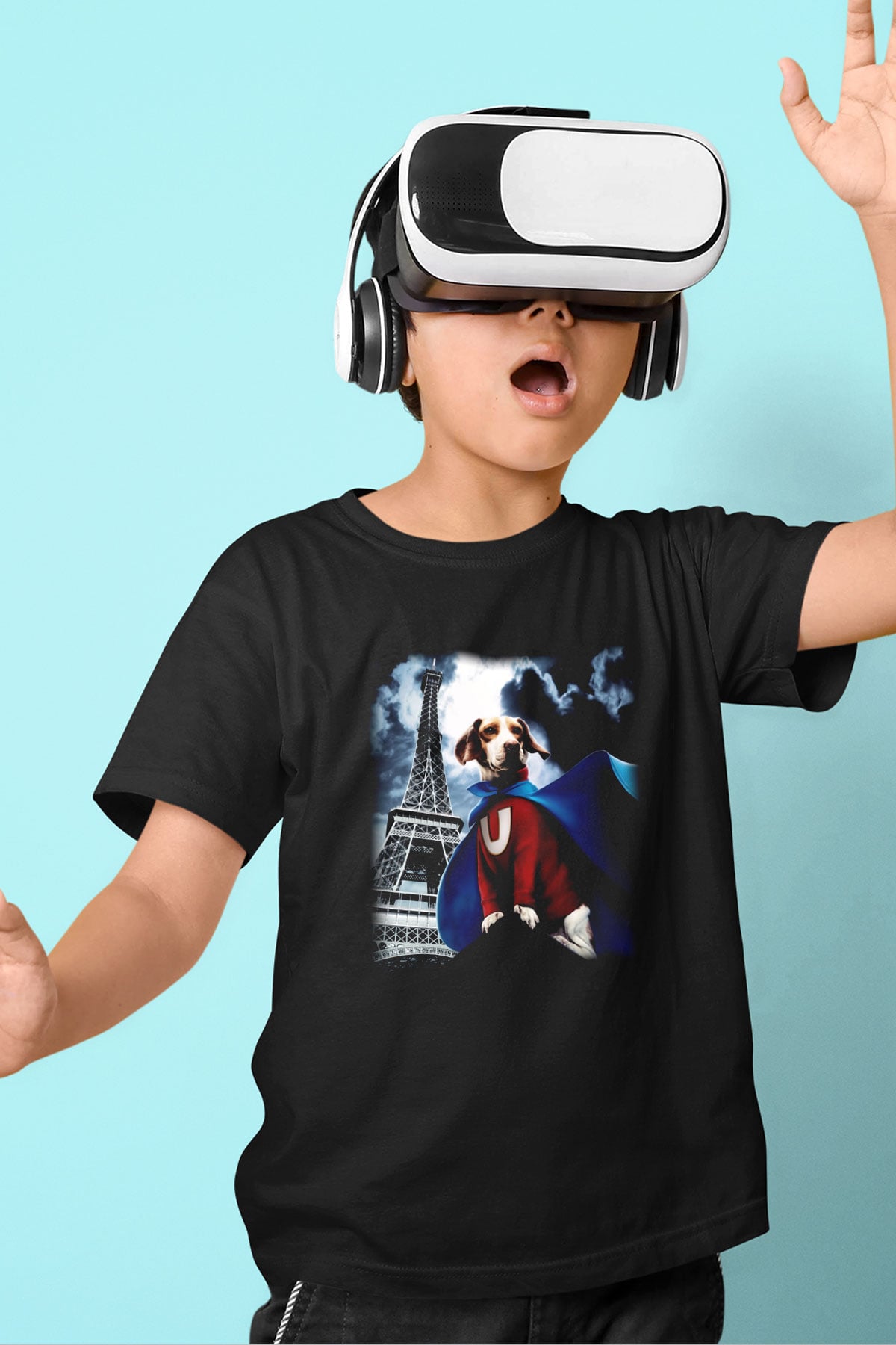 Underdog Baskılı Siyah Unisex Çocuk Tişört