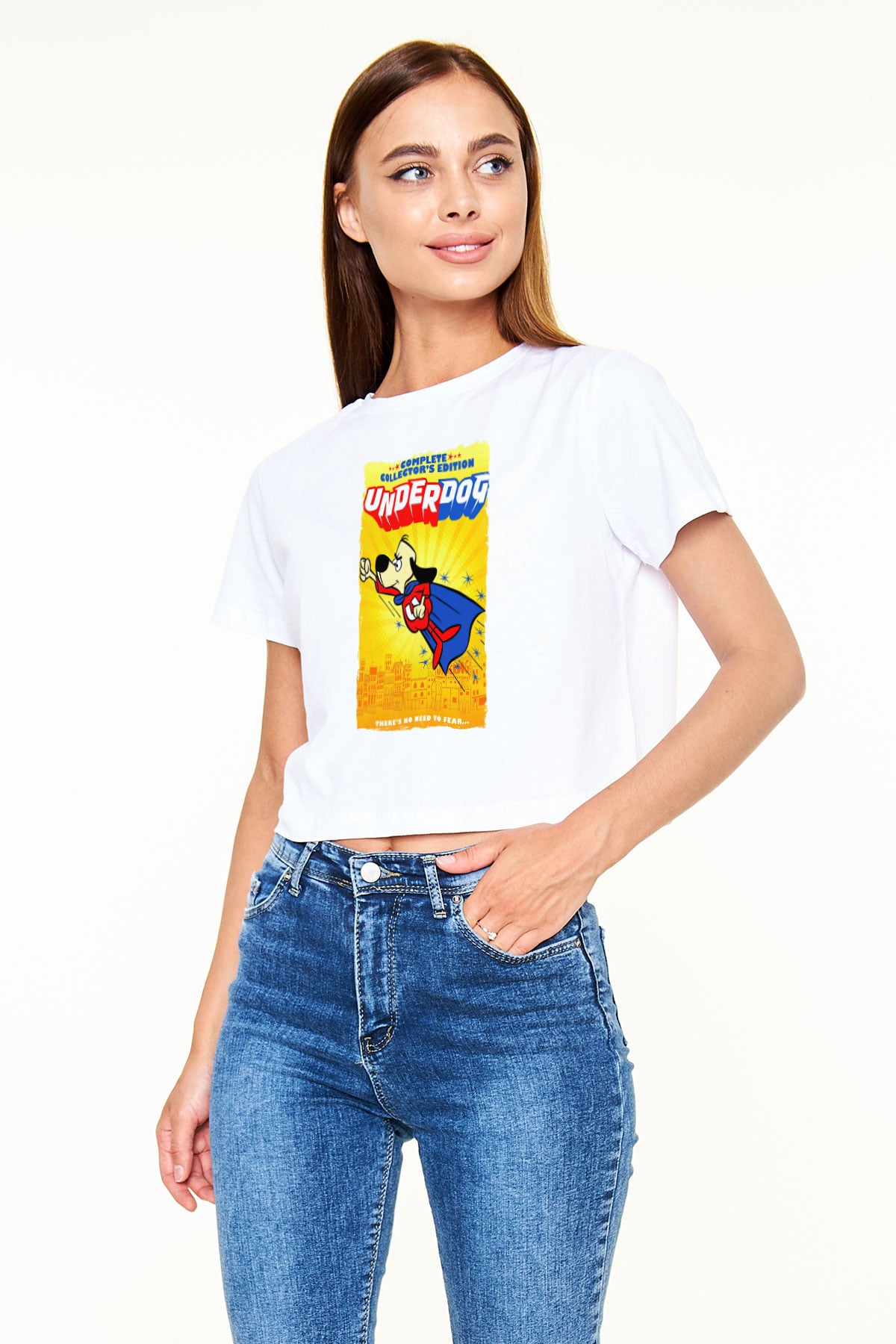 Underdog Beyaz   Crop Top Tişört