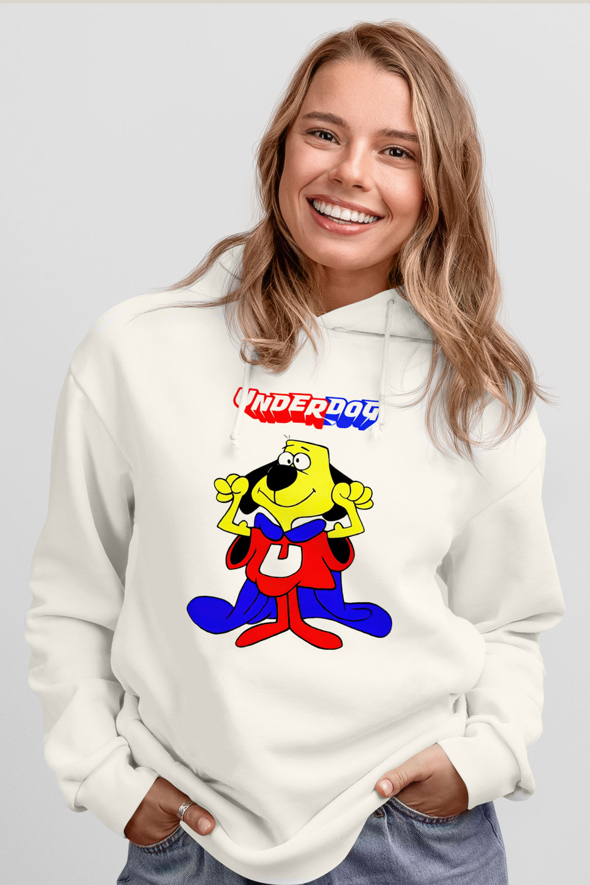 Underdog Beyaz Unisex Hoodie