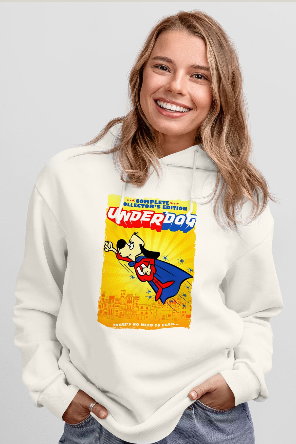 Underdog Beyaz Unisex Hoodie