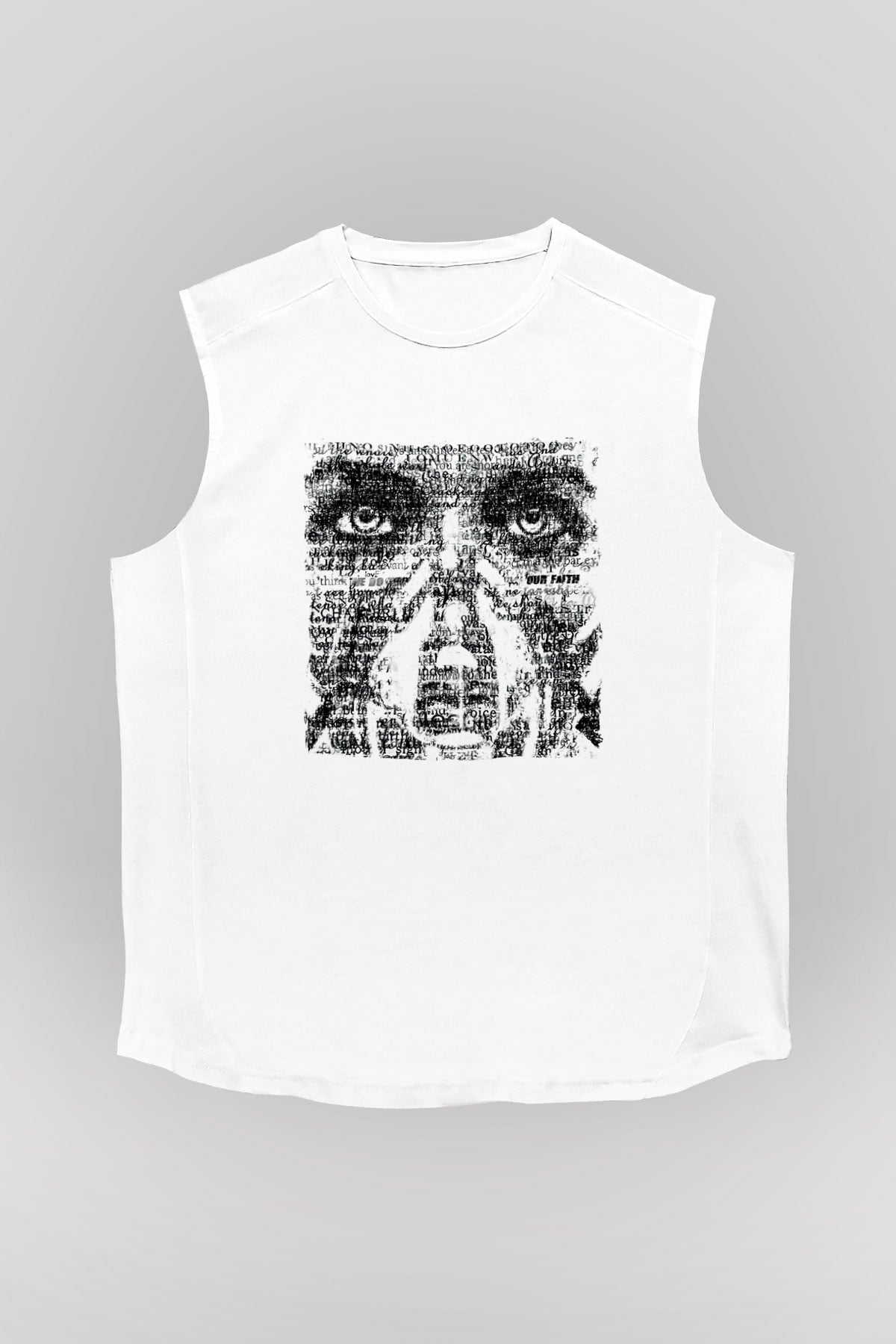 Underoath Baskılı Beyaz Unisex Kolsuz Tişört - Tshirt