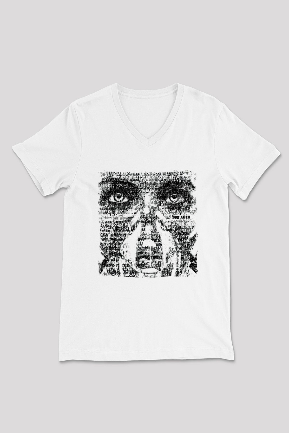 Underoath Baskılı Beyaz Unisex V Yaka Tişört - Tshirt