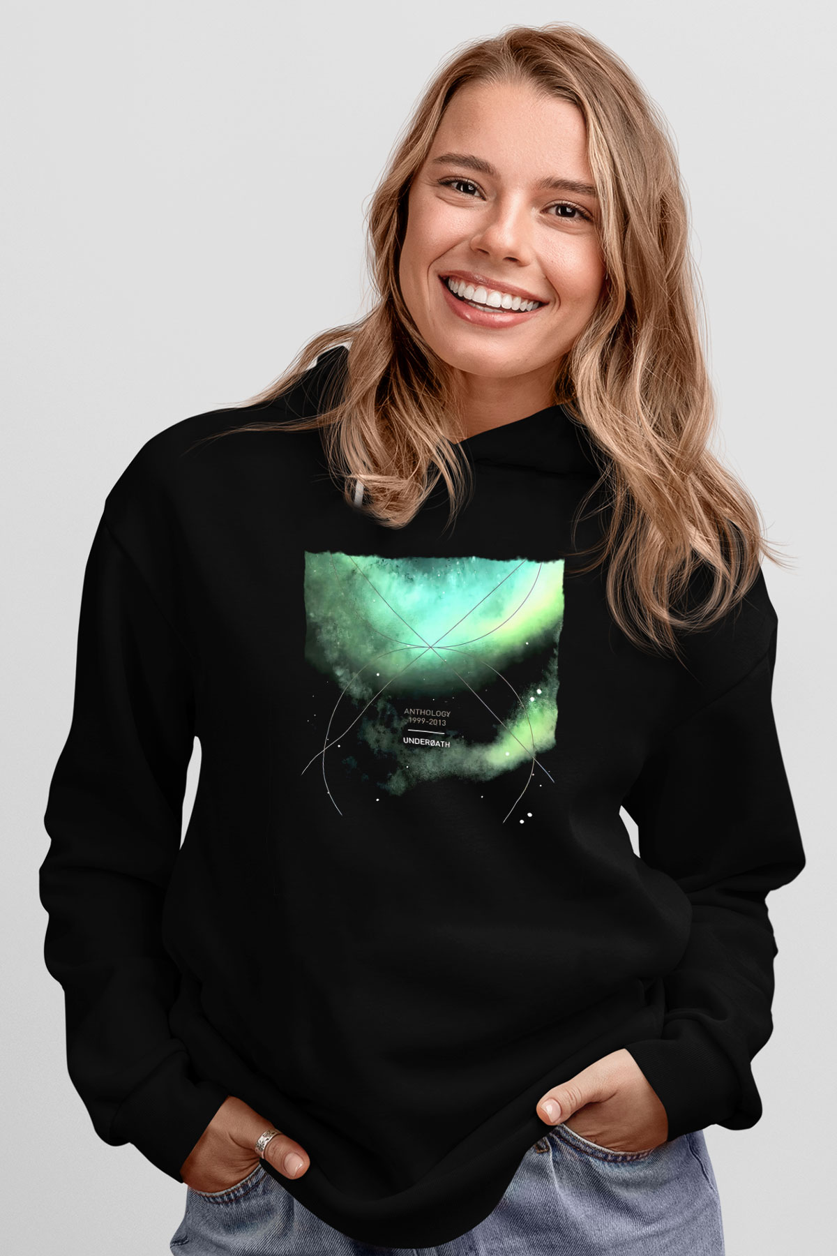 Underoath Baskılı Unisex Siyah Kapüşonlu Sweatshirt