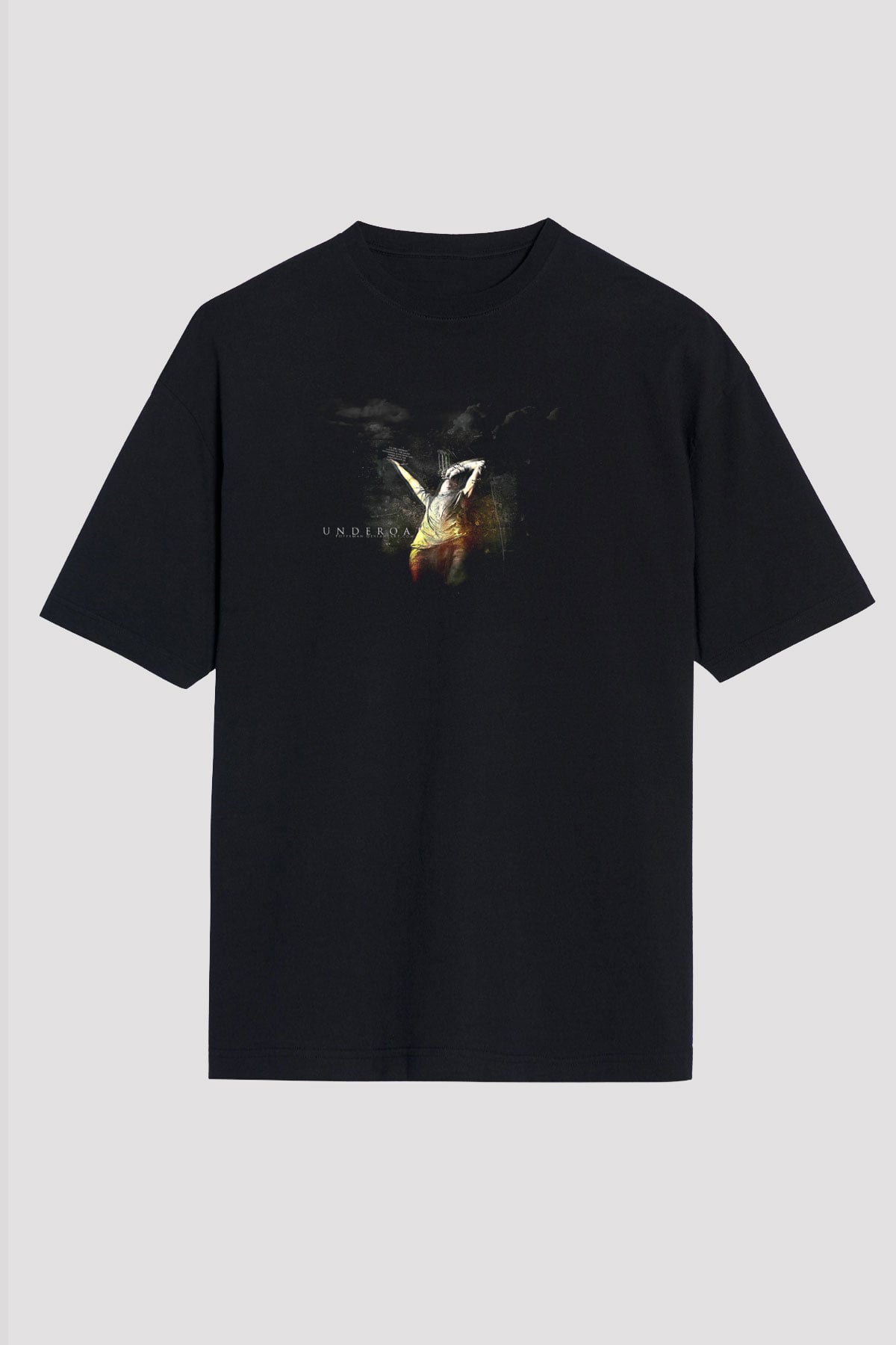 Underoath Baskılı Unisex Siyah Oversize Tişört - Tshirt