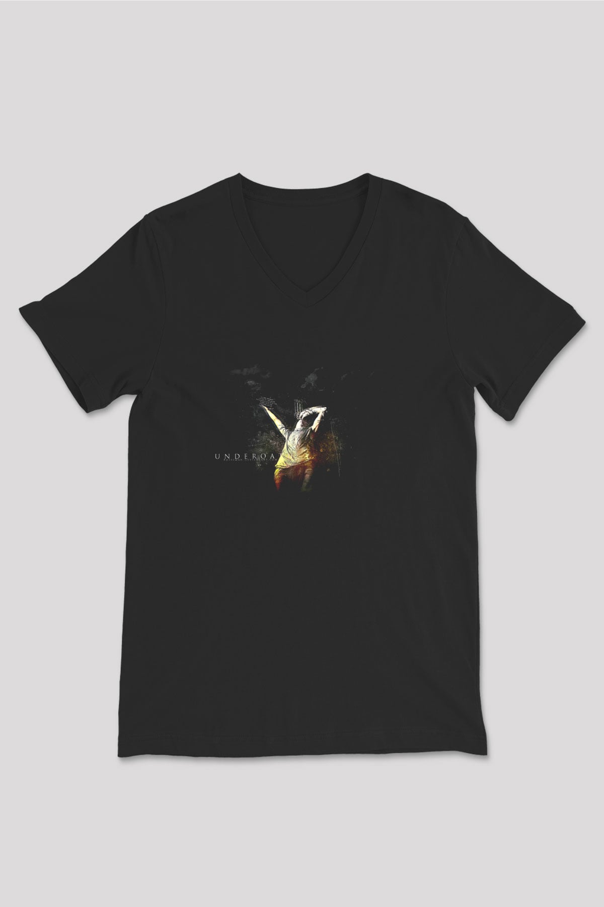 Underoath Baskılı Unisex Siyah V Yaka Tişört - Tshirt