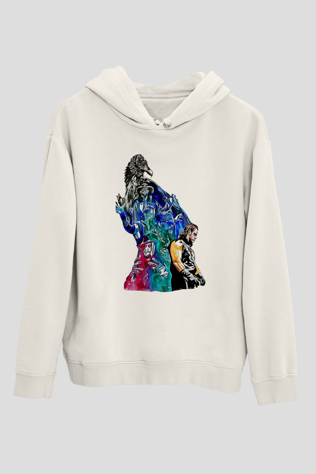 Undertaker Baskılı Beyaz Unisex Hoodie