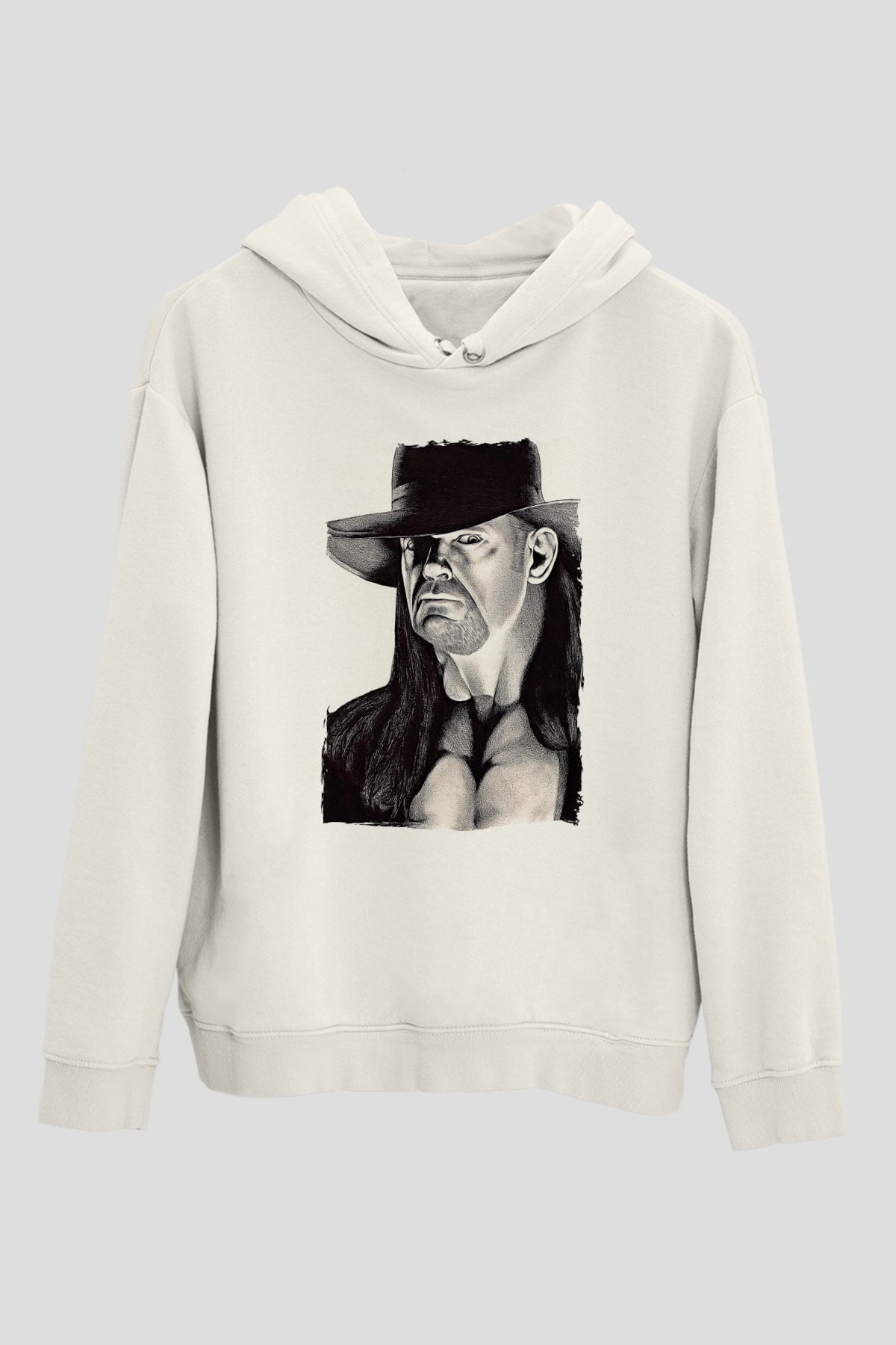 Undertaker Baskılı Beyaz Unisex Hoodie