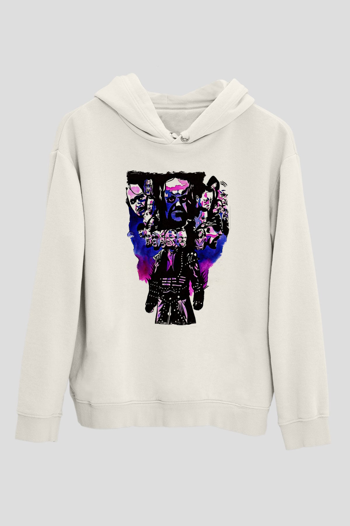 Undertaker Baskılı Beyaz Unisex Hoodie