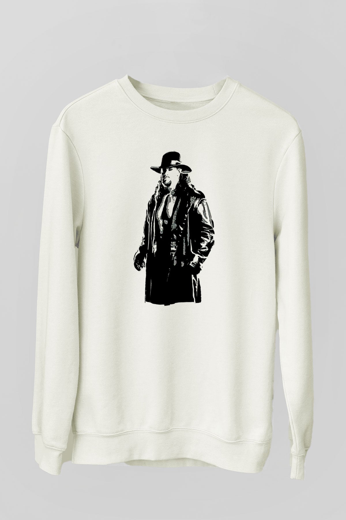 Undertaker Baskılı Beyaz Unisex Sweatshirt