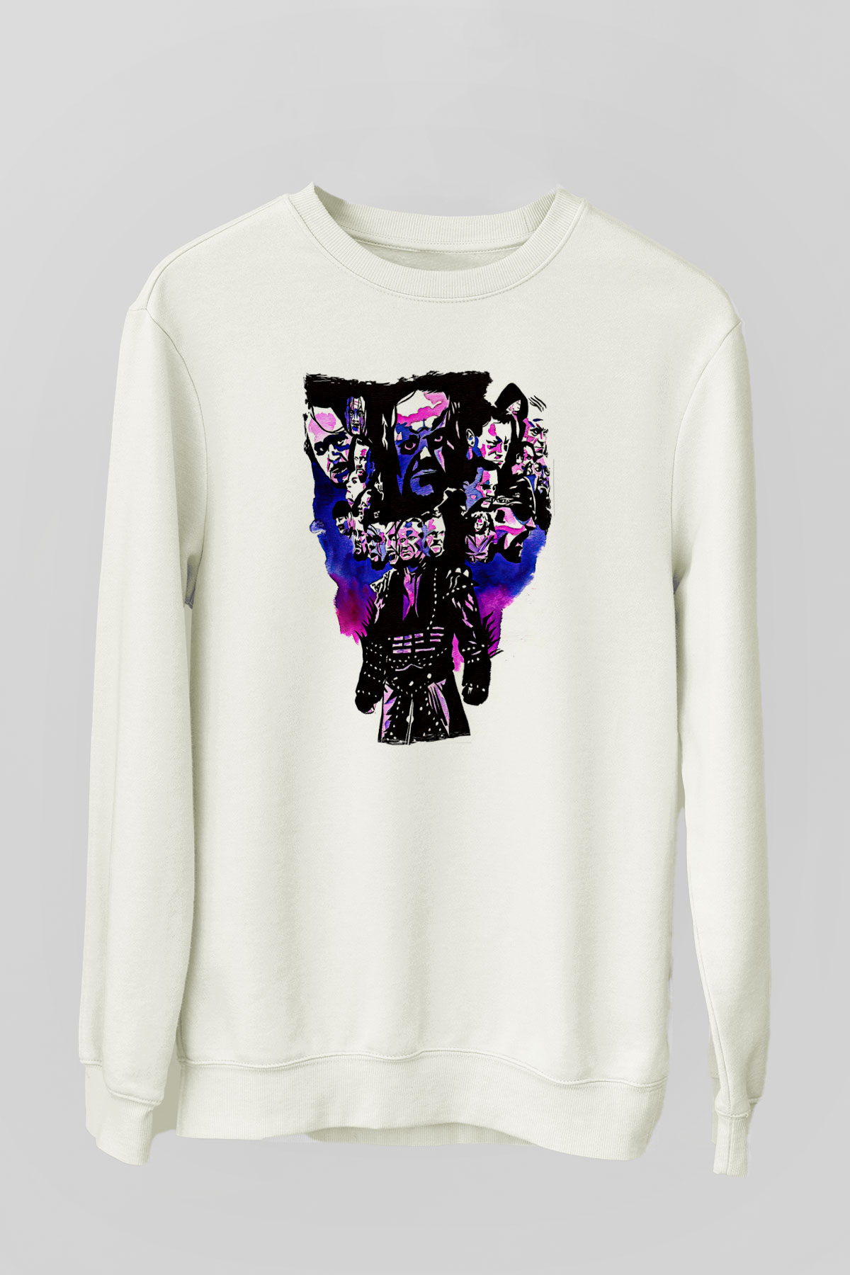 Undertaker Baskılı Beyaz Unisex Sweatshirt