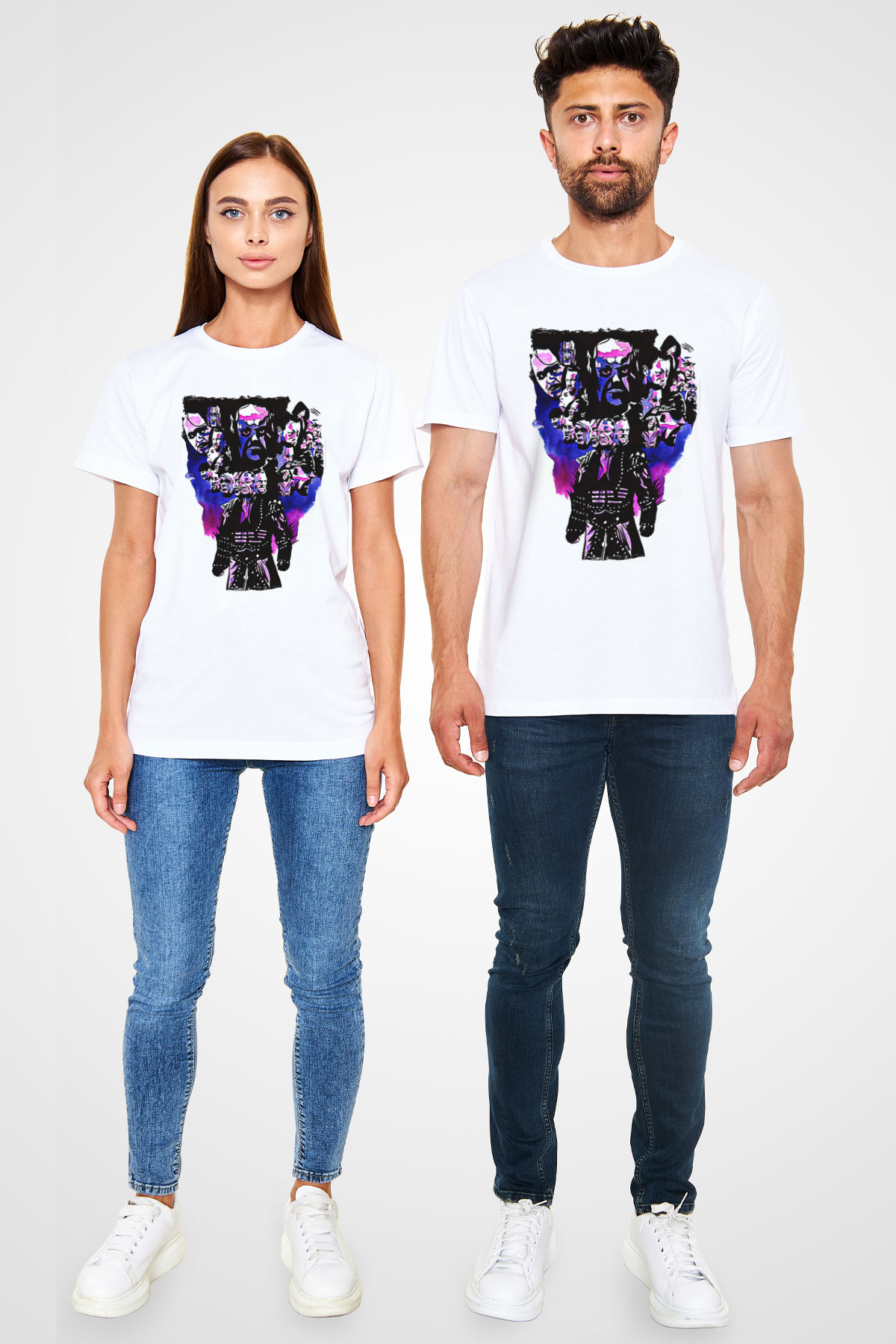 Undertaker Unisex Baskılı Beyaz Tişört - Tshirt