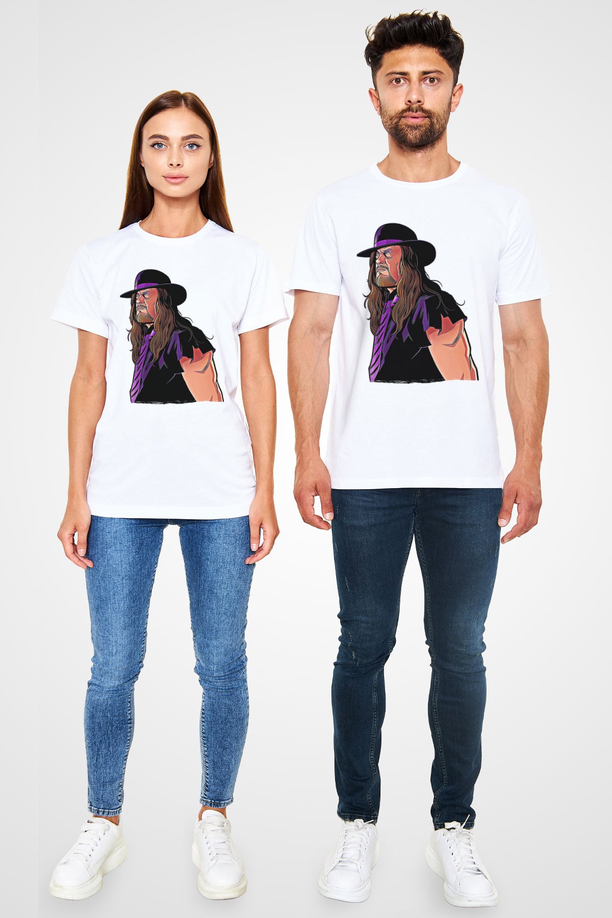 Undertaker Unisex Baskılı Beyaz Tişört - Tshirt