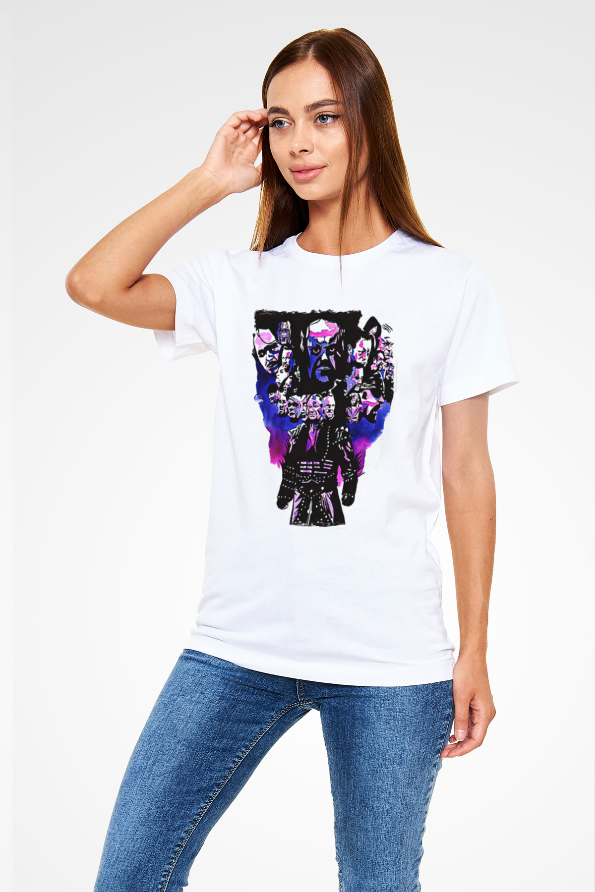 Undertaker Unisex Baskılı Beyaz Tişört - Tshirt