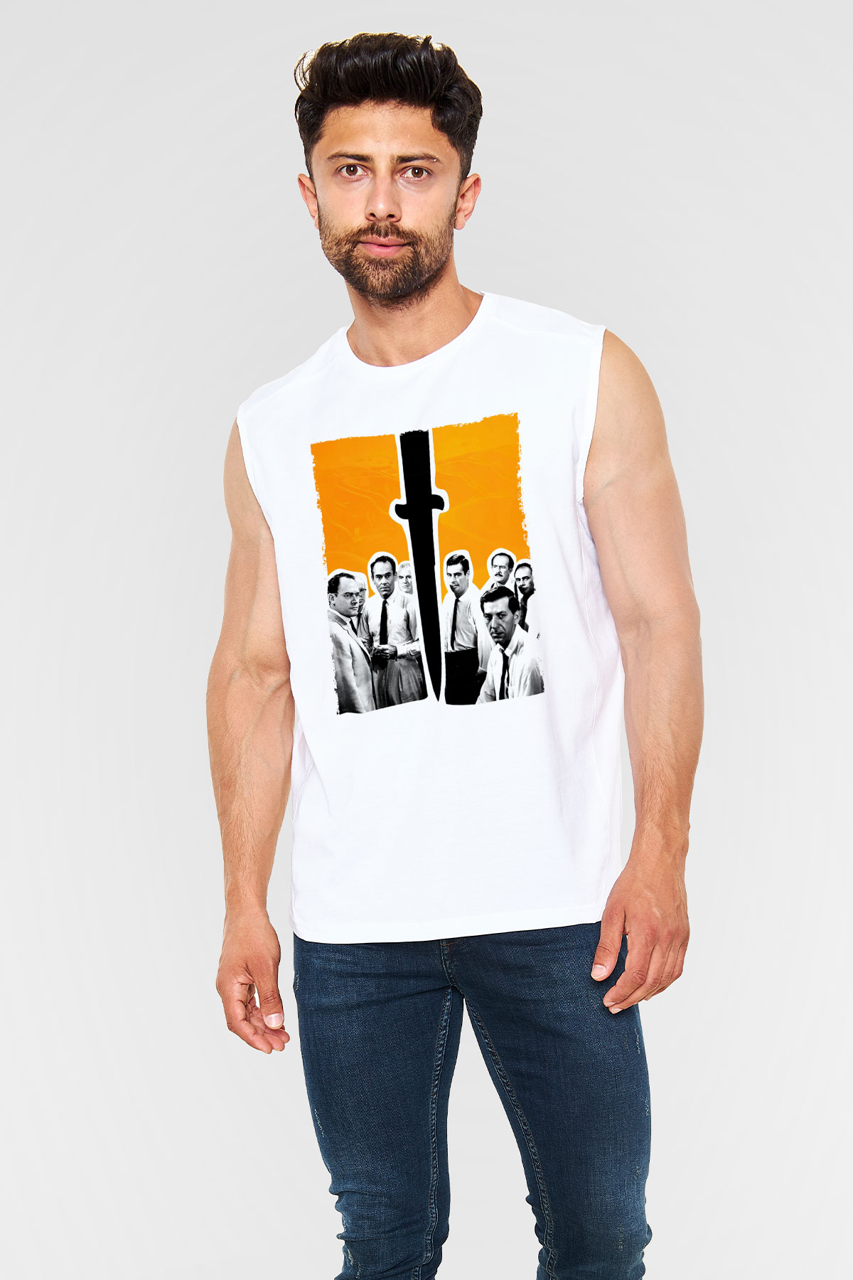 Unisex 12 Öfkeli Adam-12 Angry Men Baskılı Beyaz Kolsuz Tişört