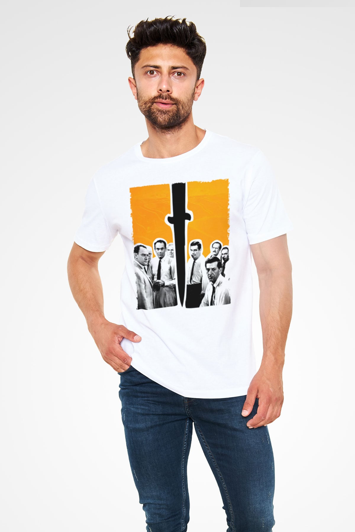 Unisex 12 Öfkeli Adam-12 Angry Men Baskılı Beyaz Tişört