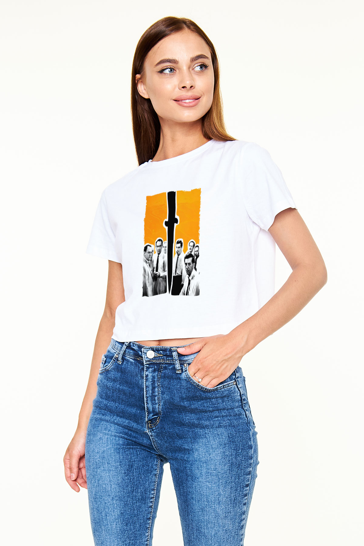 Unisex 12 Öfkeli Adam-12 Angry Men Baskılı Beyaz Crop Top Tişört