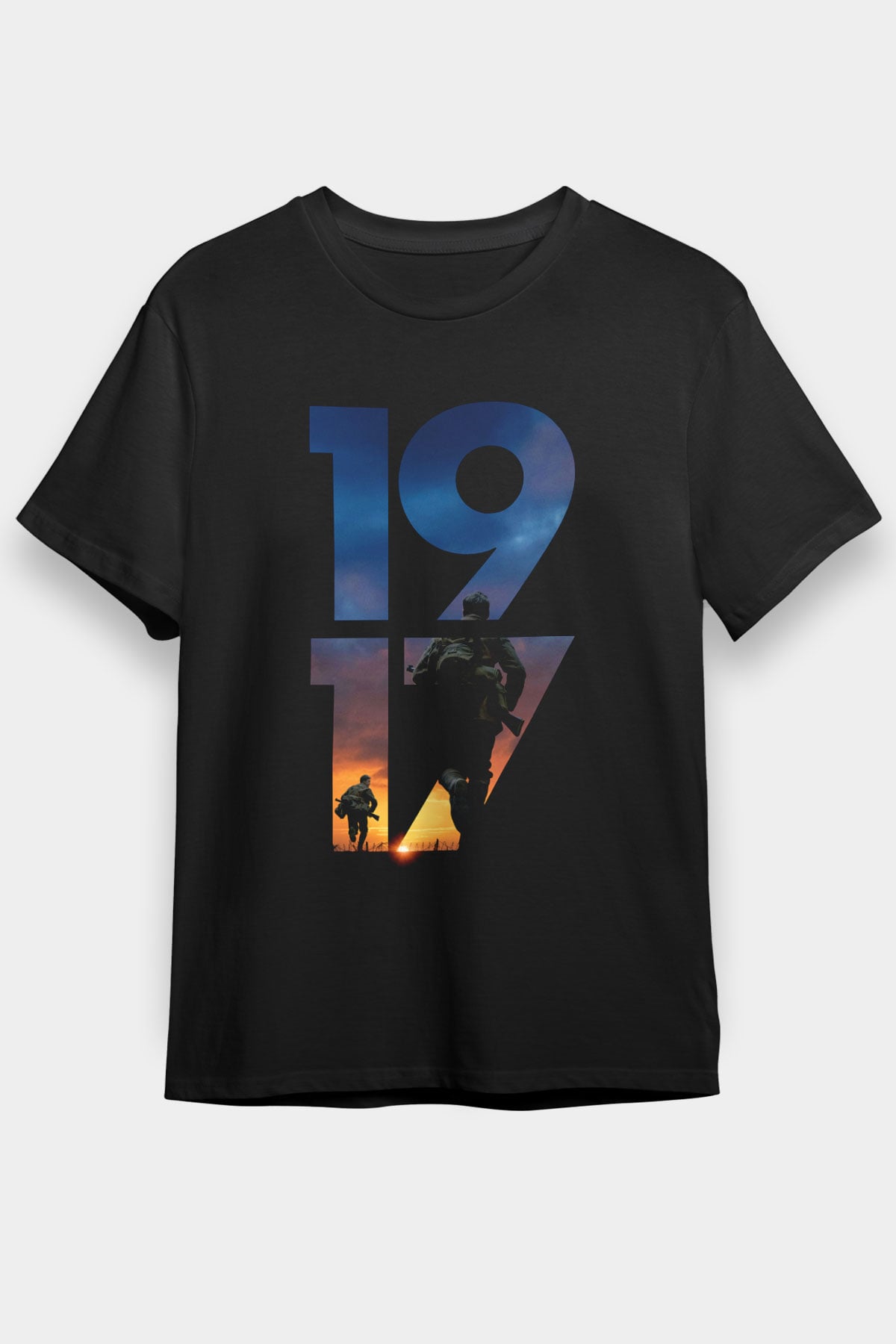 Unisex 1917 Baskılı Siyah T-Shirt